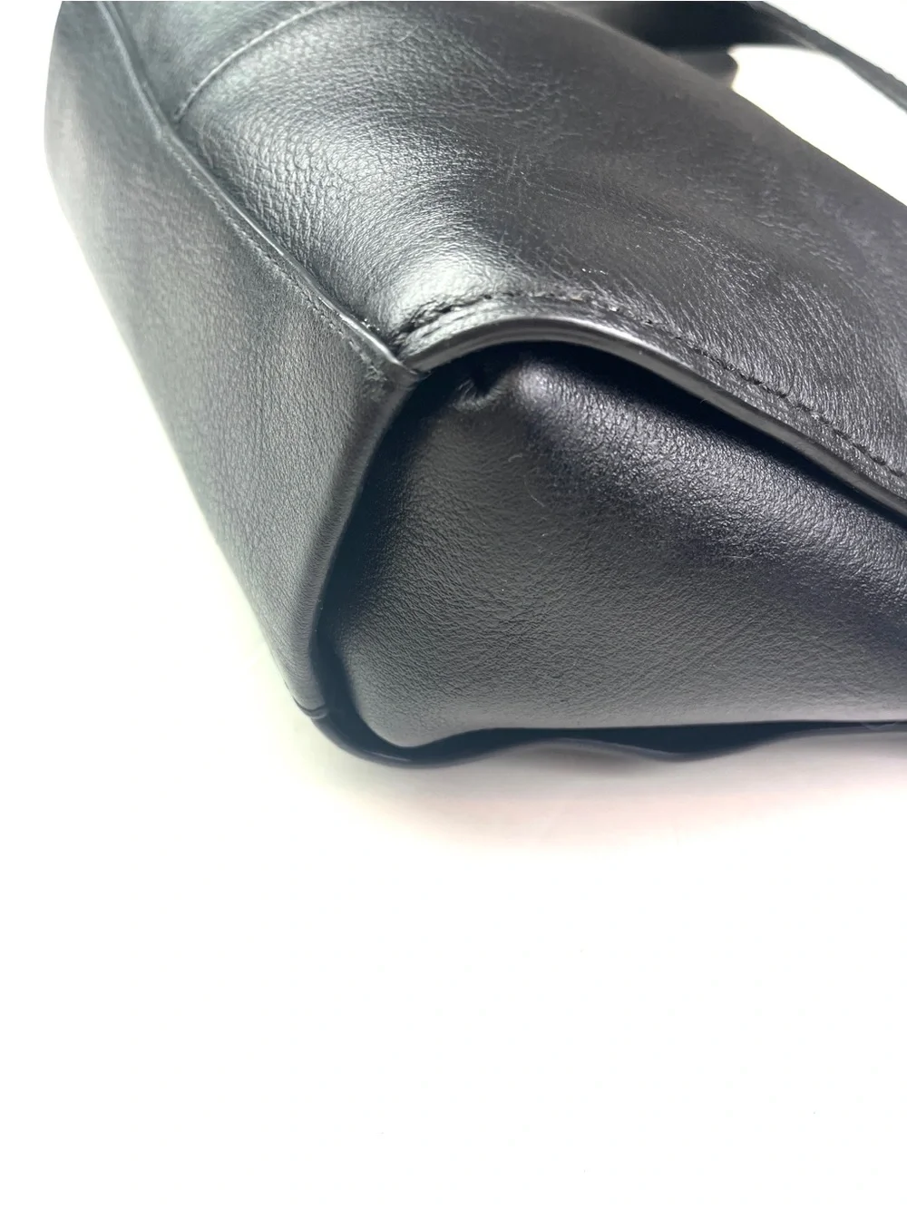 Coach Dufflette Black Leather Adjustable Buckle Strap Shoulder Bag 21377